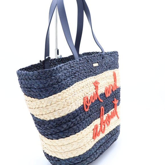 NWT Kate Spade Shore Thing Out And About Woven Straw Tote Beach Picnic Bag - Picture 2 of 7